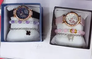 Elegant Ladies’ Leather Watch & Bracelet Gift Set