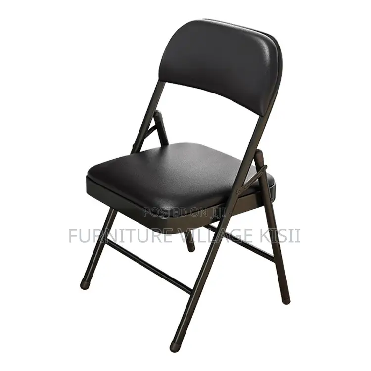 Office Chair; Black Leather Metallic Office Chair