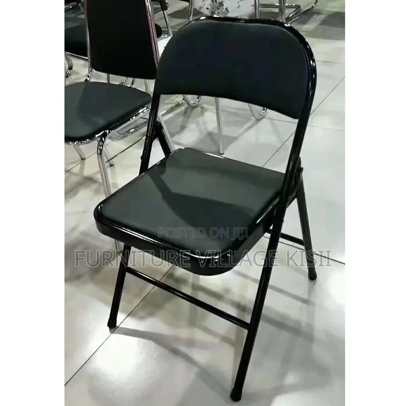 Office Chair; Black Leather Metallic Office Chair