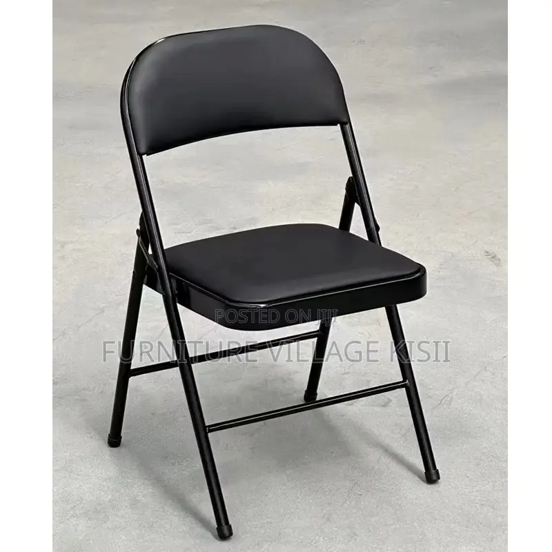Office Chair; Black Leather Metallic Office Chair