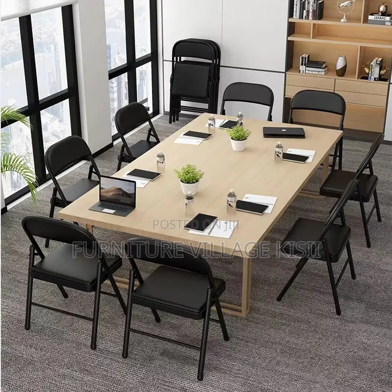 Office Chair; Black Leather Metallic Office Chair
