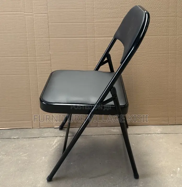 Office Chair; Black Leather Metallic Office Chair