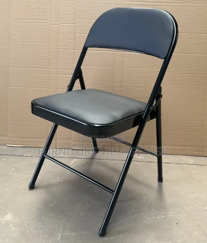Office Chair; Black Leather Metallic Office Chair