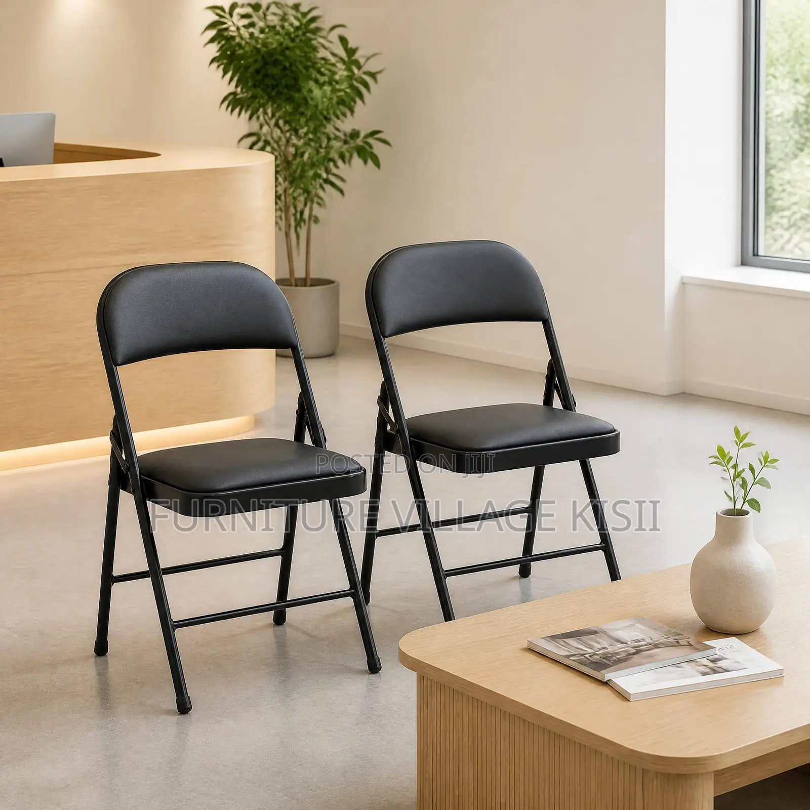 Office Chair; Black Leather Metallic Office Chair