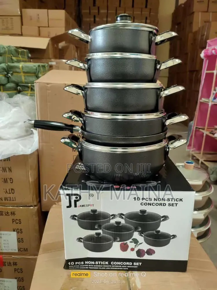 JP 11Pcs Heavy Non-Stick Granite Cooking Pot Sufuria With Pan