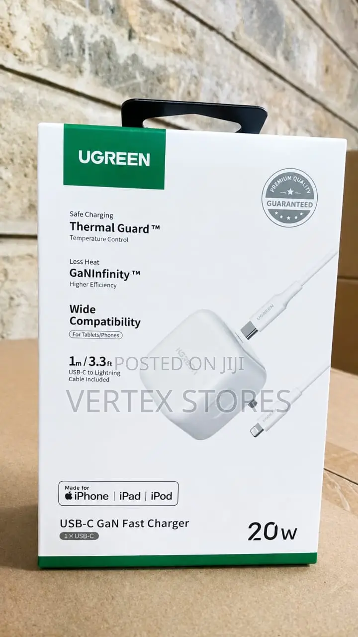 UGREEN CD137 20W Fast Charger UK With USB-C to Lightning Cable 1m
