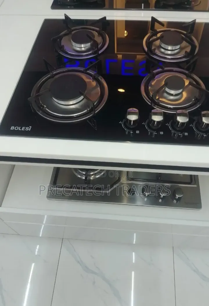 Bolesi 4 Gas Burner Inbuilt Hob – Black Glass