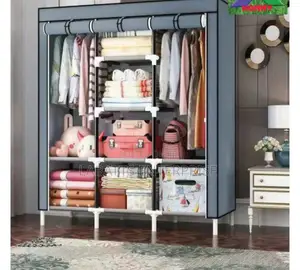 3-Column Portable Wooden Wardrobe