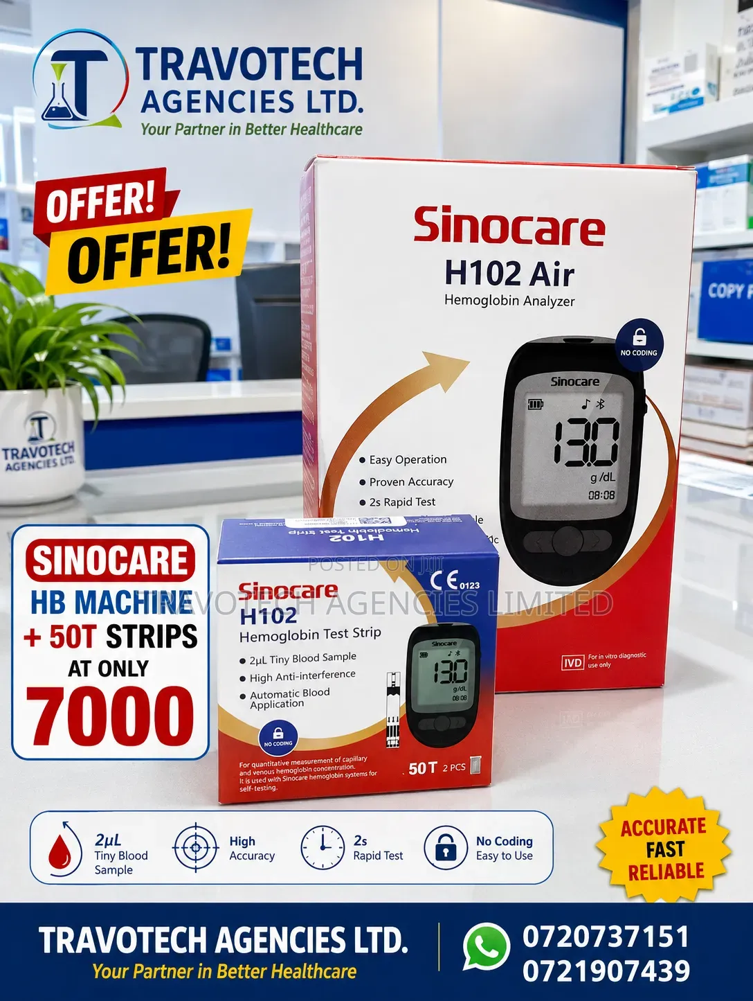 Sinocare Hb Machine+ 50T Strips