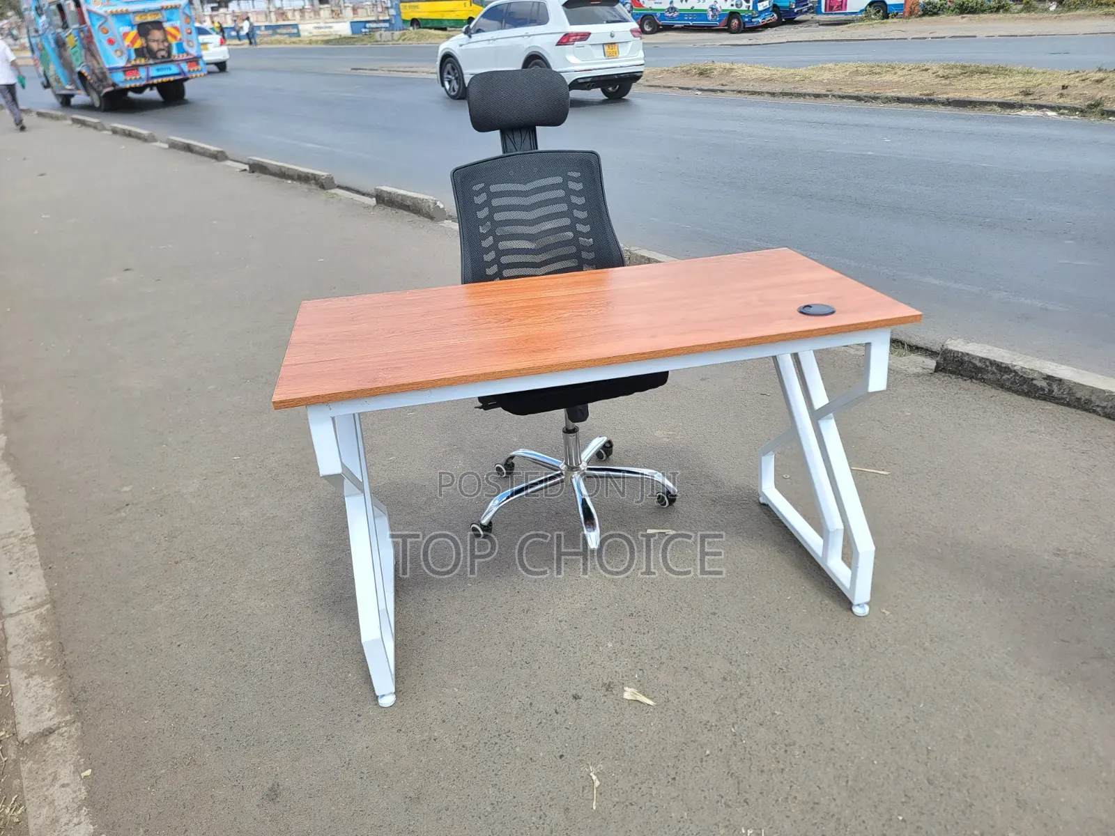 Modern Computer Desk With High-Back Office Chair
