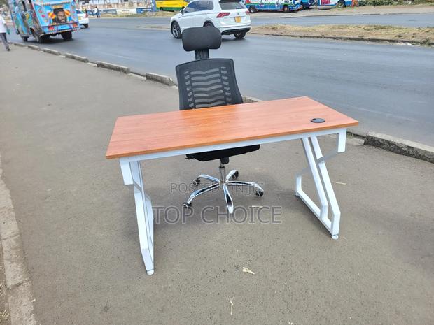 Modern Computer Desk With High-Back Office Chair