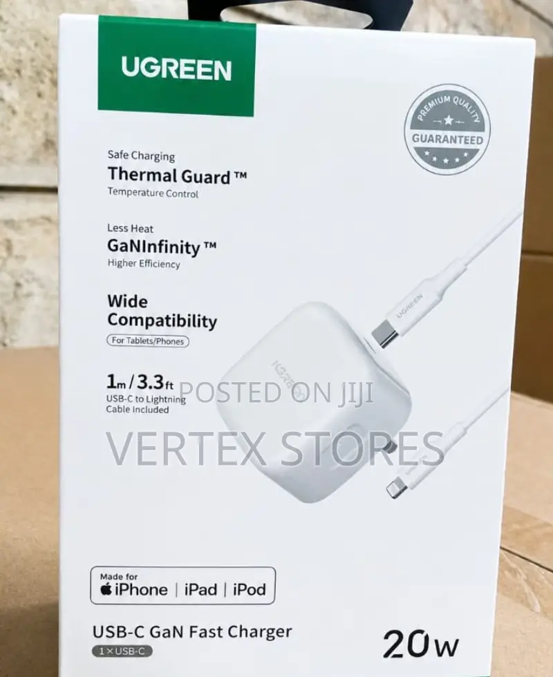 UGREEN CD137 20W Fast Charger UK With USB-C to Lightning Cable 1m