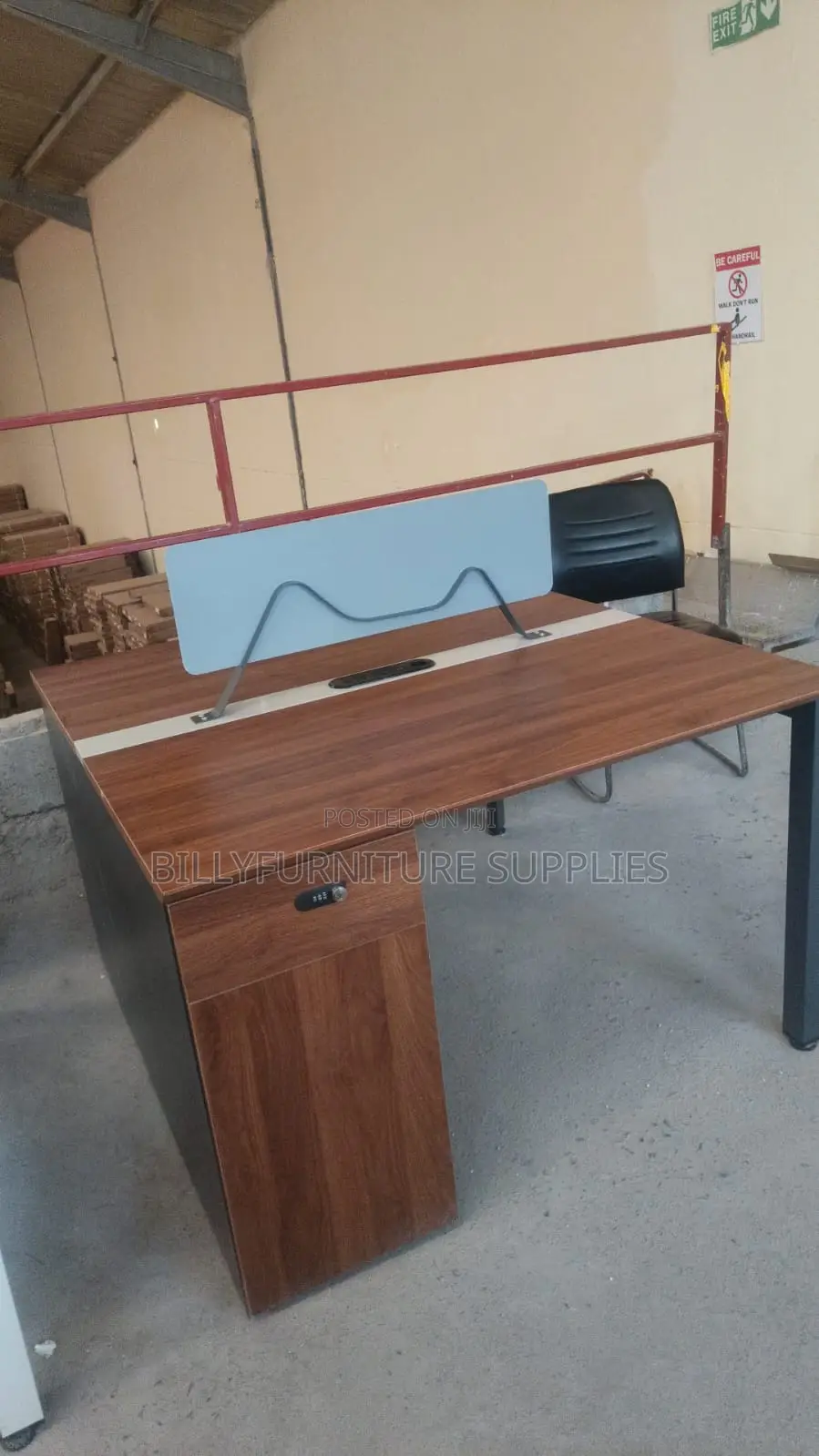 Modern 2-Way Office Workstation With Privacy Screen & Lockable Drawers