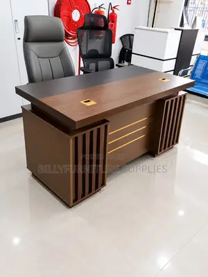 Executive Office Desk With Stylish Slatted Front