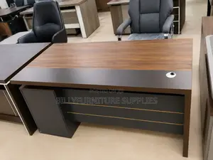 Executive Office Desk With Sleek Black Front Panel