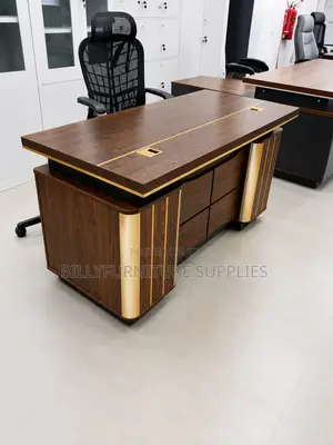 Luxury Executive Office Desk With Finish, Gold Accents