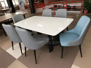 Elegant Marble-Effect Tabletop & Designer Quilted Chair