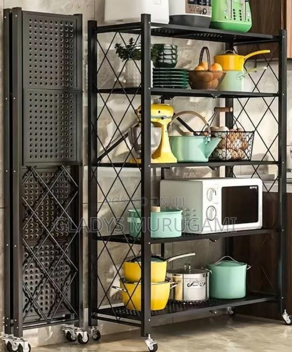 Foldable Multipurpose Rack With Shelves Wheels/ Kitchen Rack - main view