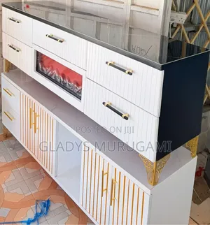 Modern Executive TV Stand With a Functional Fire Place