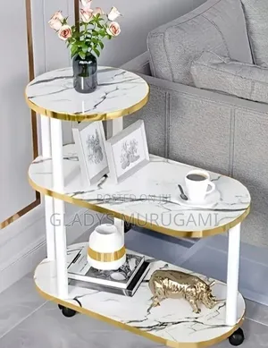 3 Layer 2 Oval Round Top Trolley Rack Table