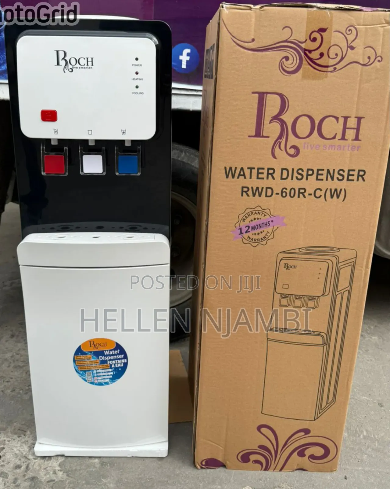 Roch 3 Taps Water Dispenser With Compressor (White)