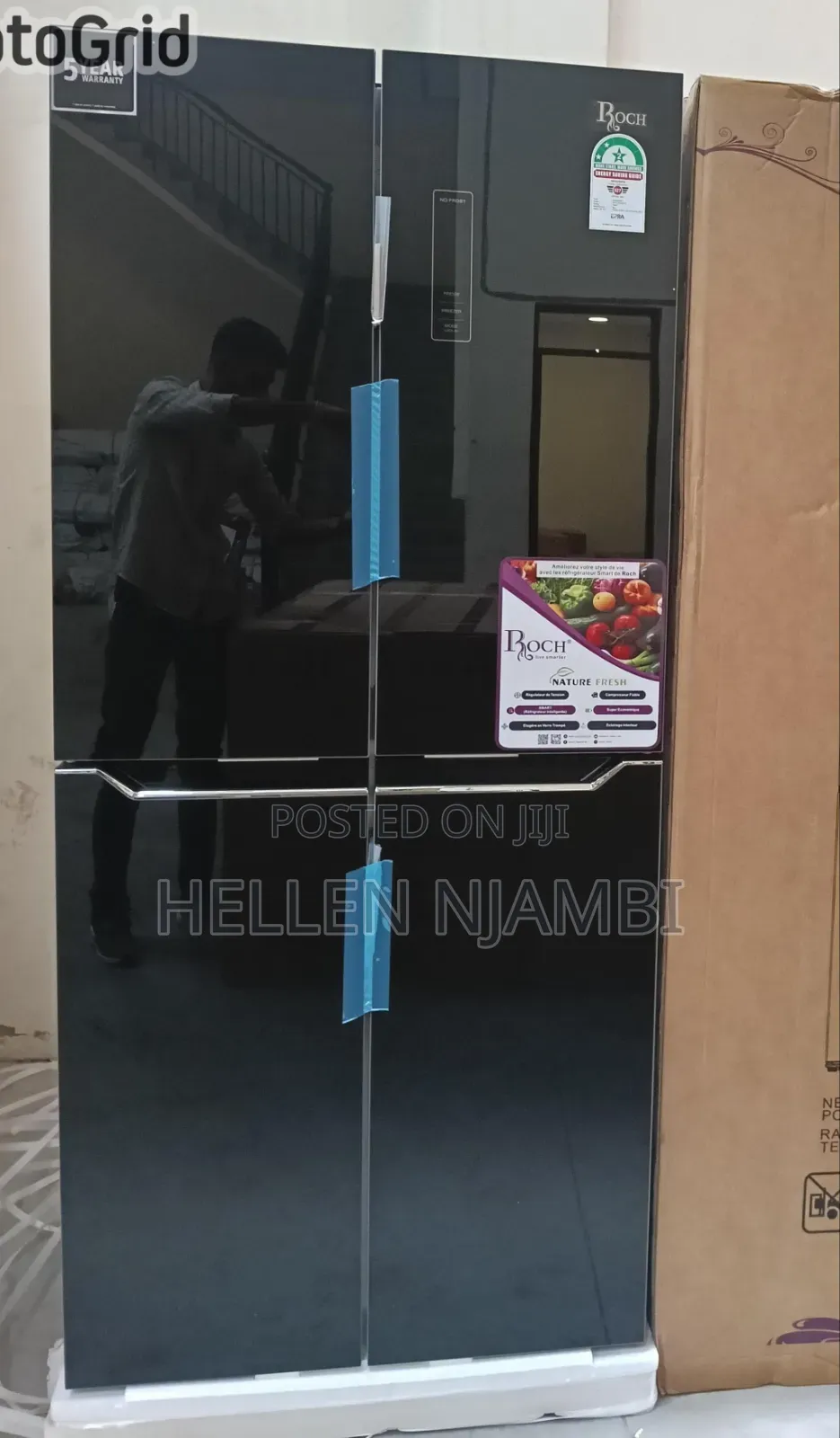 Roch 421 Litres  GLASS FOUR DOOR Refrigerator RFR-500D4G-B