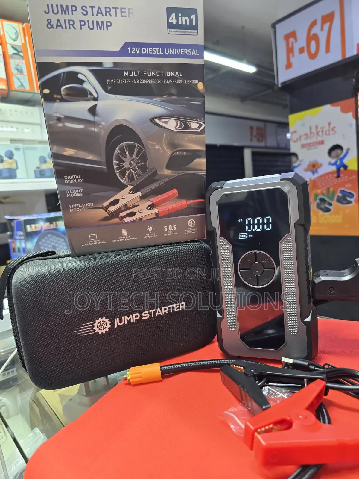12V Universal Car Jump Starter, Air Pump, Power Bank & LED Light