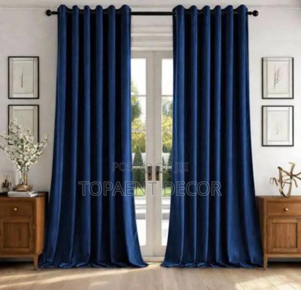 Blue Curtains With Matching Sheers Per Linear Metre