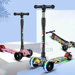 Kids Graffiti Foldable Scooter With LED Light-Up Wheels & Music