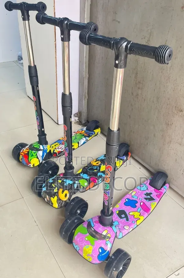 Kids Graffiti Foldable Scooter With LED Light-Up Wheels & Music