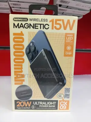 The Remax CX09 10,000mAh 20W Magnetic Wireless Fast-Charge Power Bank.