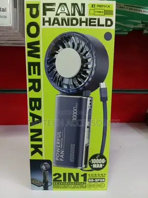 Remax RS-SF28 2-in-1 Handheld Turbo Fan and Power Bank.