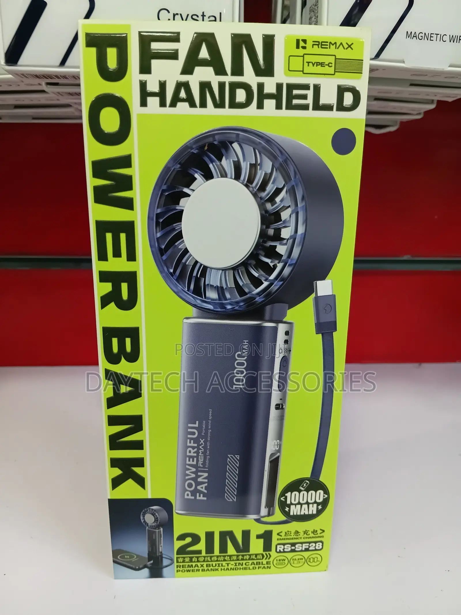 Remax RS-SF28 2-in-1 Handheld Turbo Fan and Power Bank.