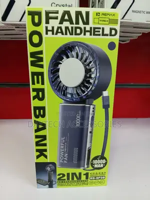 Remax RS-SF28 2-in-1 Handheld Turbo Fan and Power Bank.