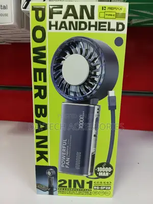 Remax RS SF28 2 in 1 Handheld Fan + Power Bank 10000Mah Fast Charging.