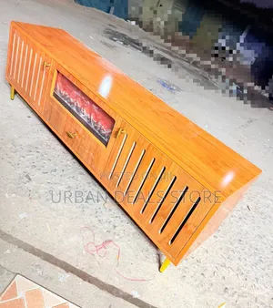 Modern Executive TV Stand With Functional Fireplace