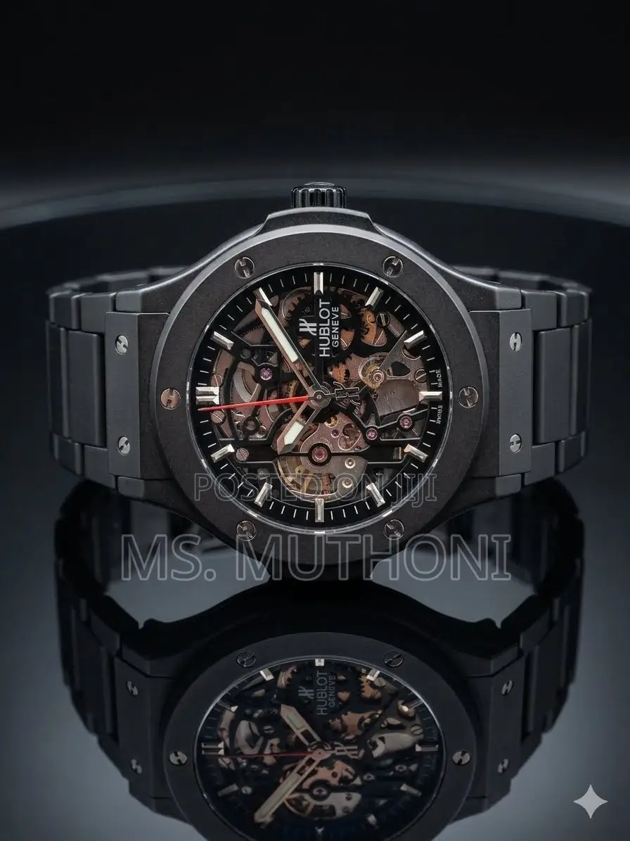 Automatic Hublot Big Bang Integrated Black Magic Skeleton Watch.