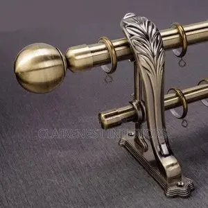 Gold Double and Black Single Powder Coated Curtain Rods