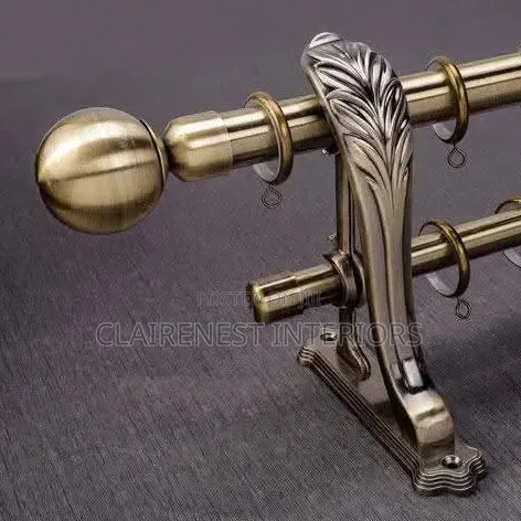 Gold Double and Black Single Powder Coated Curtain Rods