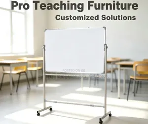 Double Sided Magnetic Whiteboard With Wheeled Rotatable Stand 120x90cm