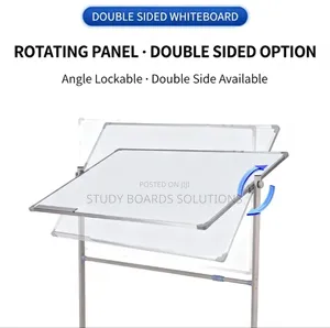 Double Sided Magnetic Whiteboard With Wheeled Rotatable Stand 120x90cm
