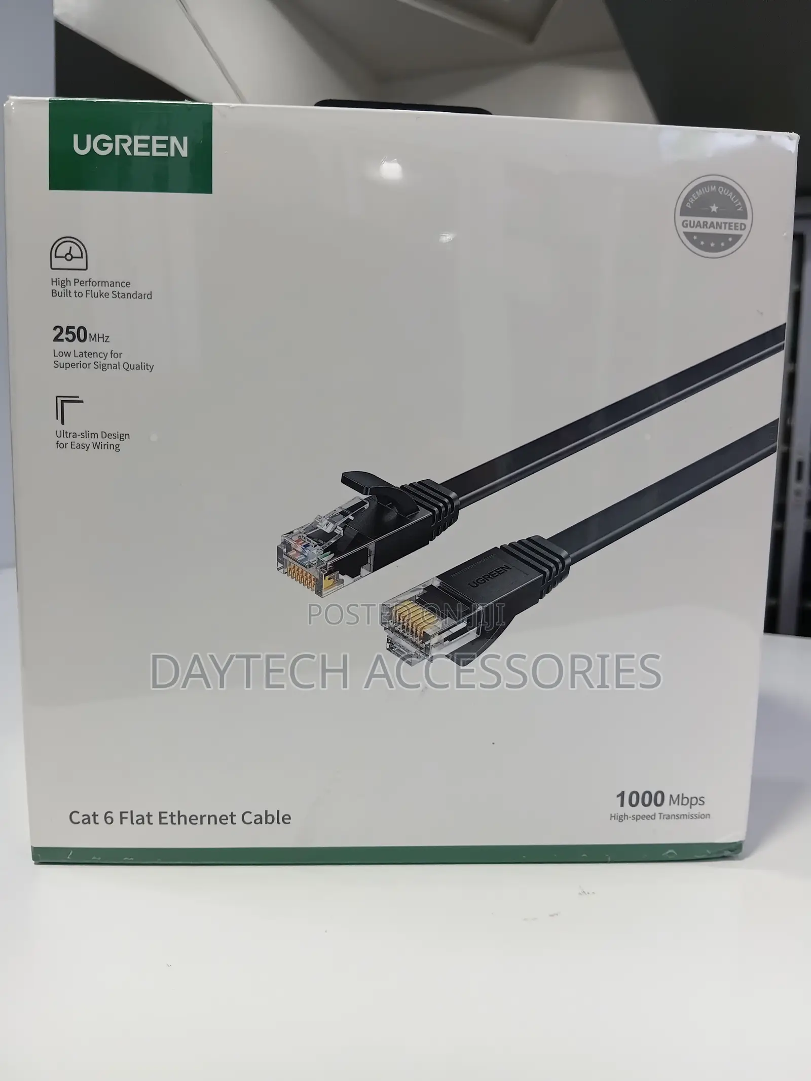UGREEN Cat 6 30M Flat Ethernet Cable (NW102 Series) in Black.
