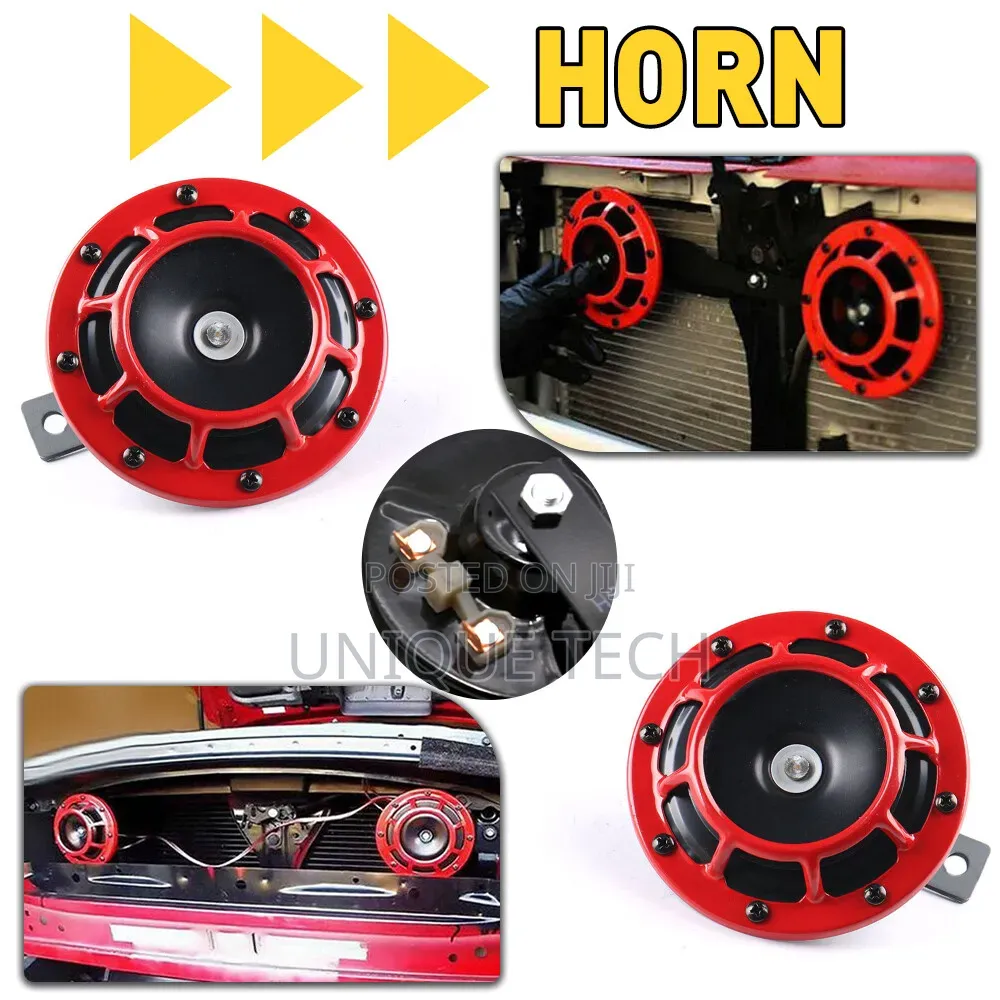 12V Twin Tone Horn Set Red Hella Car Horns