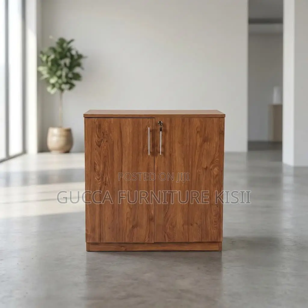 Credenza Cabinet; 2-Door Lockable Swinging Wooden Storage Cabinet