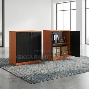 Credenza Cabinet; 2-Door Lockable Swinging Wooden Storage Cabinet