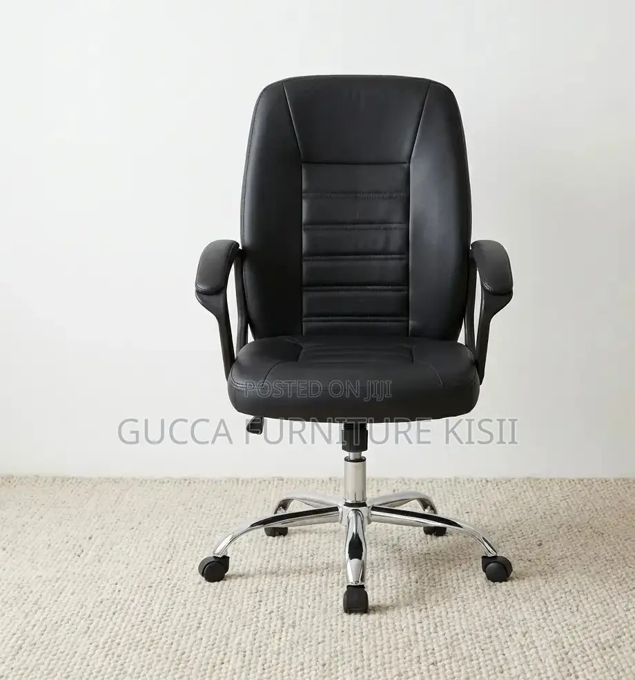 Office Chair; Mid-Back PU Leather Swivel Office Chair