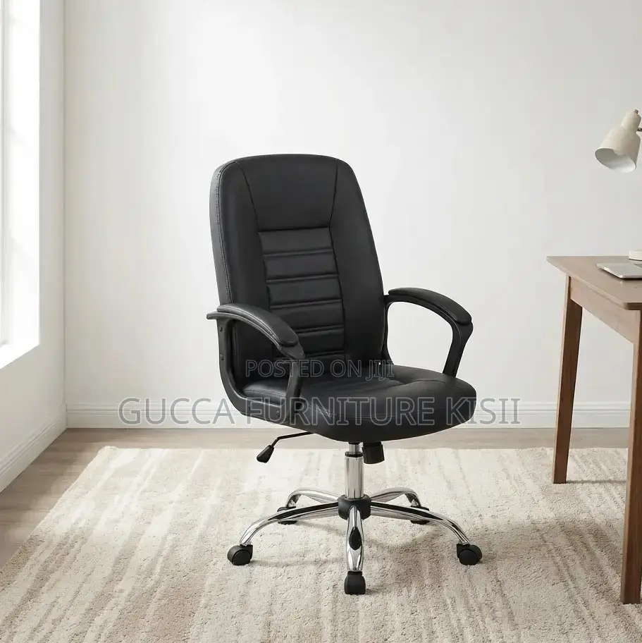 Office Chair; Mid-Back PU Leather Swivel Office Chair
