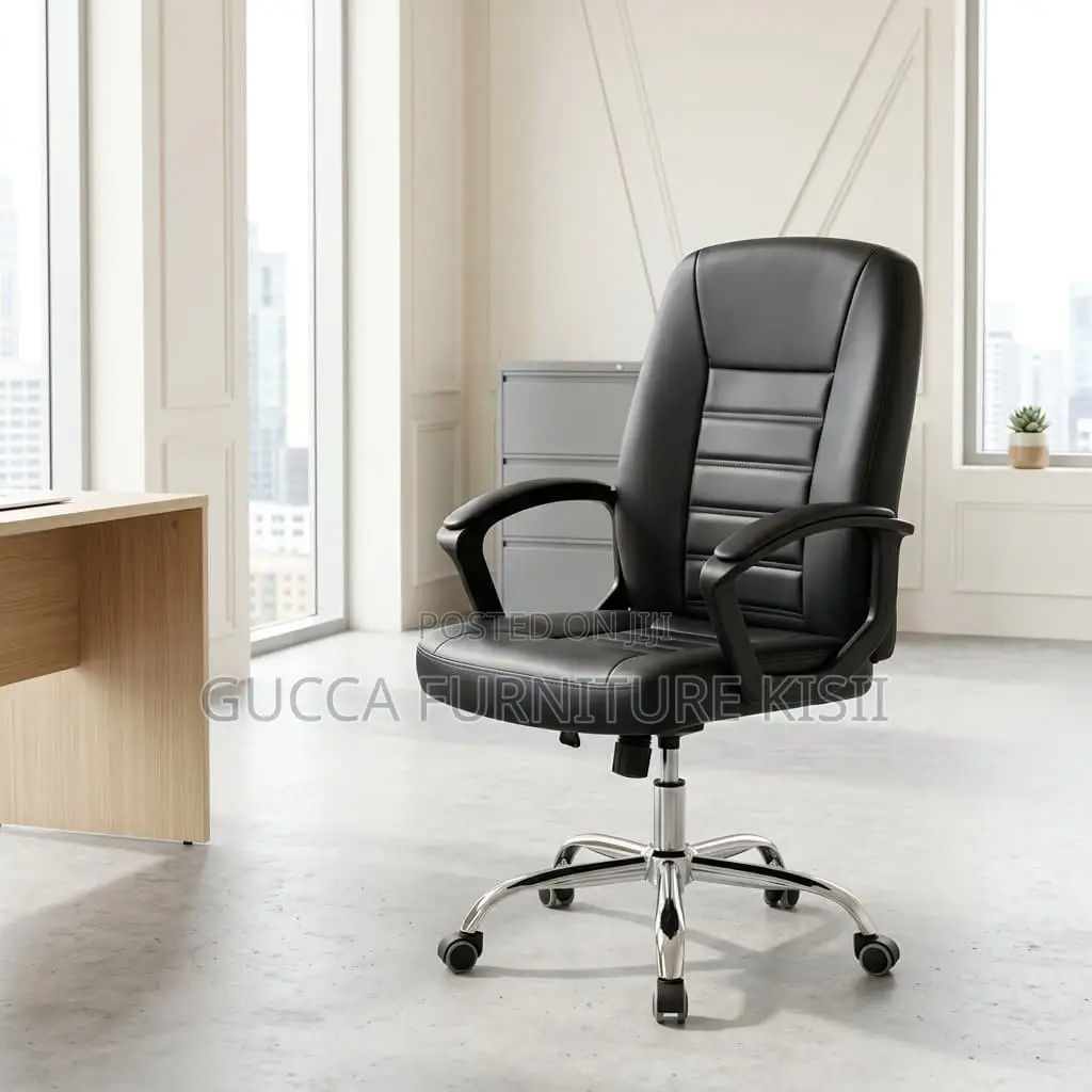 Office Chair; Mid-Back PU Leather Swivel Office Chair