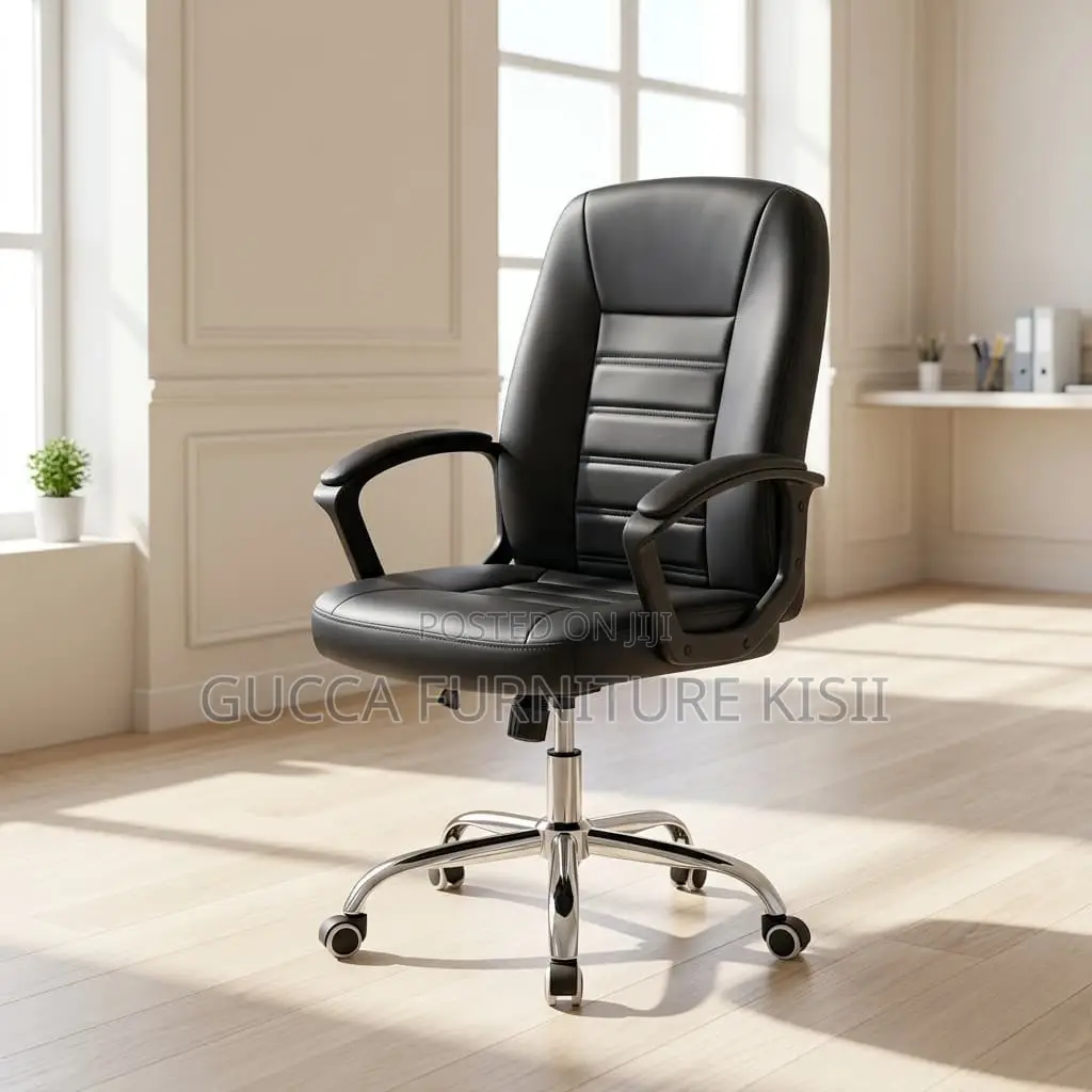 Office Chair; Mid-Back PU Leather Swivel Office Chair