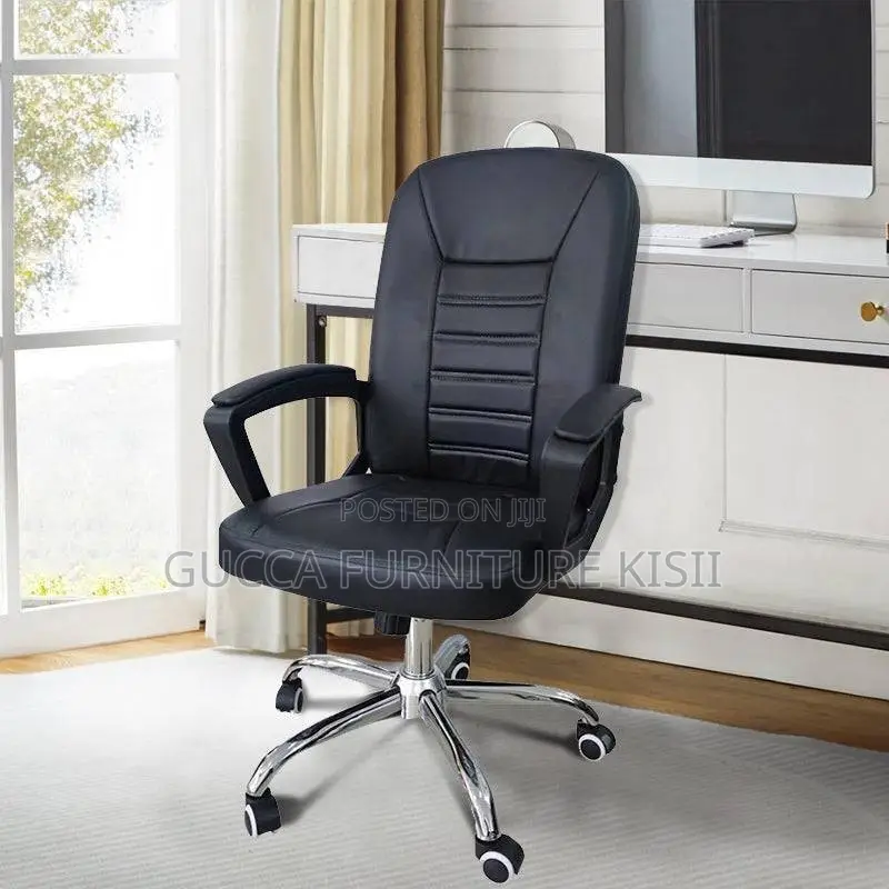 Office Chair; Mid-Back PU Leather Swivel Office Chair